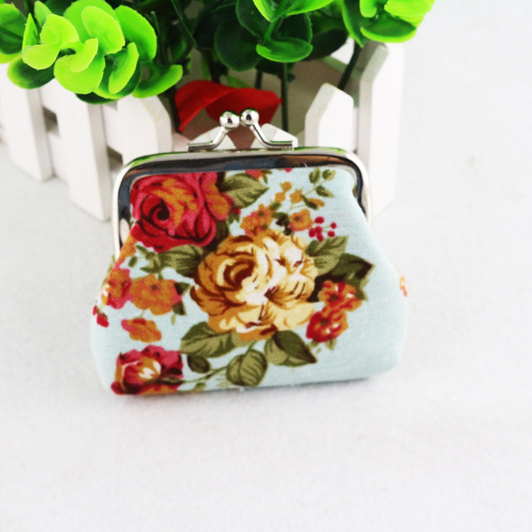 Cartera Mujer Mini de Tela con Flores – Bolsita Pequeña con Cierre