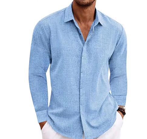 ERNESTO: Camisa Tech-Linen de Manga Larga para Hombre