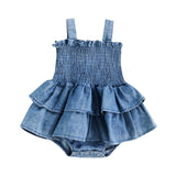 Vestido para para recién nacida con tirantes y vestido vaquero para niña