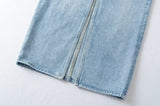 ZAVIERA: Falda Denim Midi con Abertura Frontal