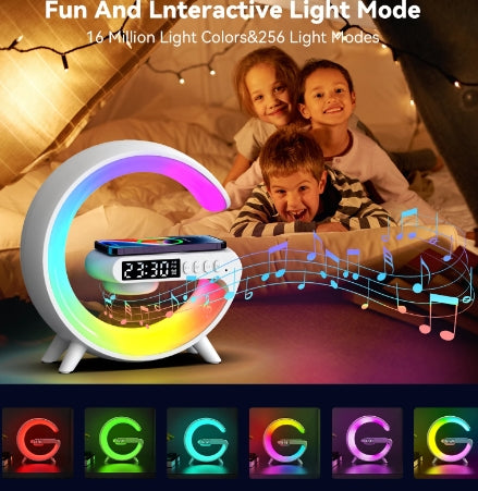 Lámpara con Cargador Inalámbrico y Bocina Bluetooth Integrada