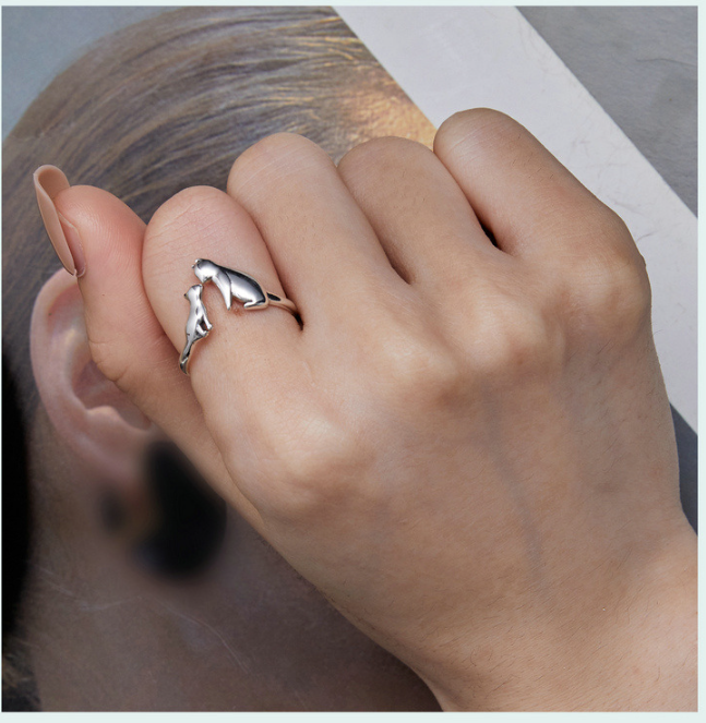 LYRAX: Anillo Gatos Plata 925