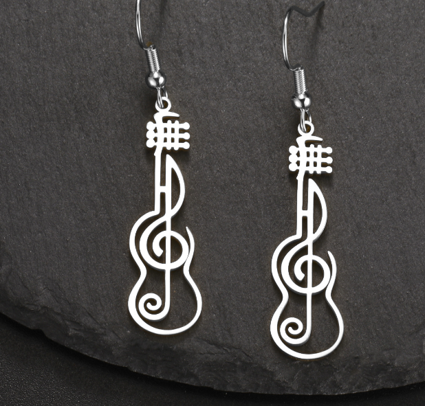 Aretes de Nota Musical (Acero Inoxidable) No se Destiñe - Estilo Fresco y Dulce