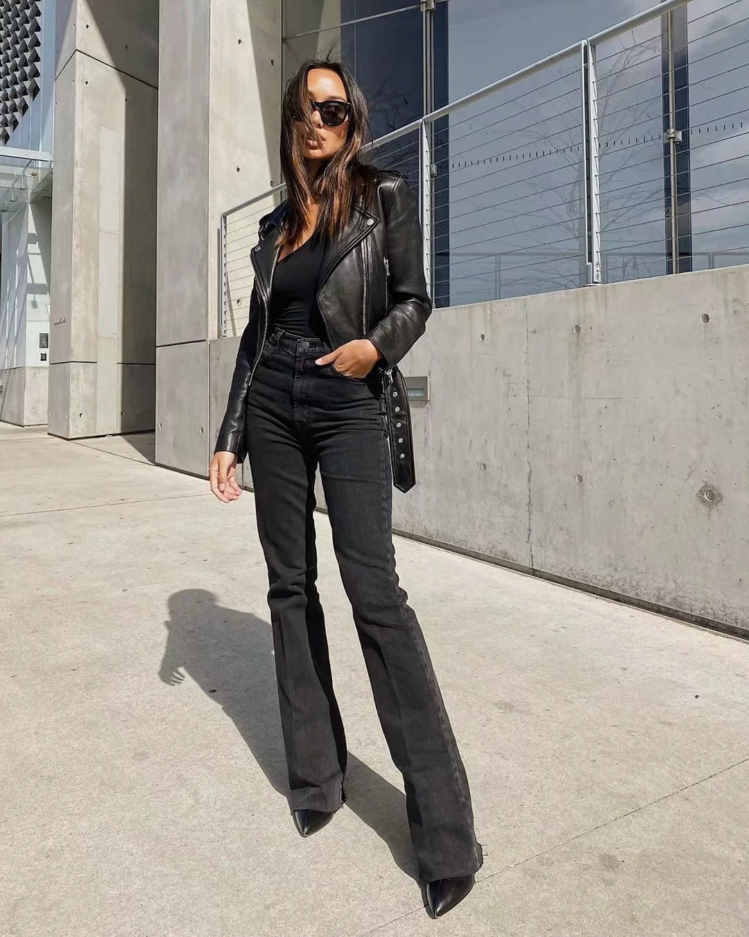Vaqueros acampanados ajustados retro estilo europeo y americano para mujer