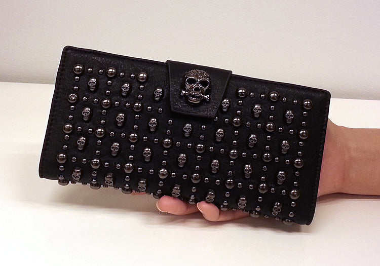 Cartera Firme para Mujer con Remaches y Compartimentos