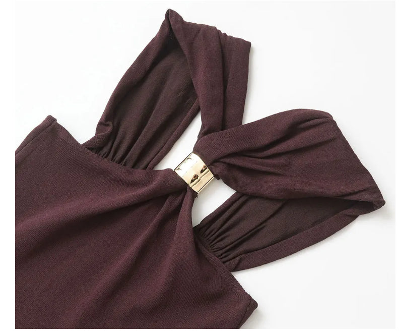 Chaleco sexy sin espalda, diseño de mujer, top con cuello colgante