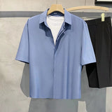 ZÉNIR: Camisa de Seda de Hielo Casual Estilo Hong Kongt