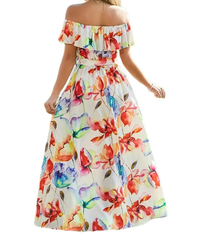 Vestido con falda larga de poliéster para mujer