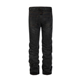 Vaqueros casuales rectos lavados con efecto retorcido