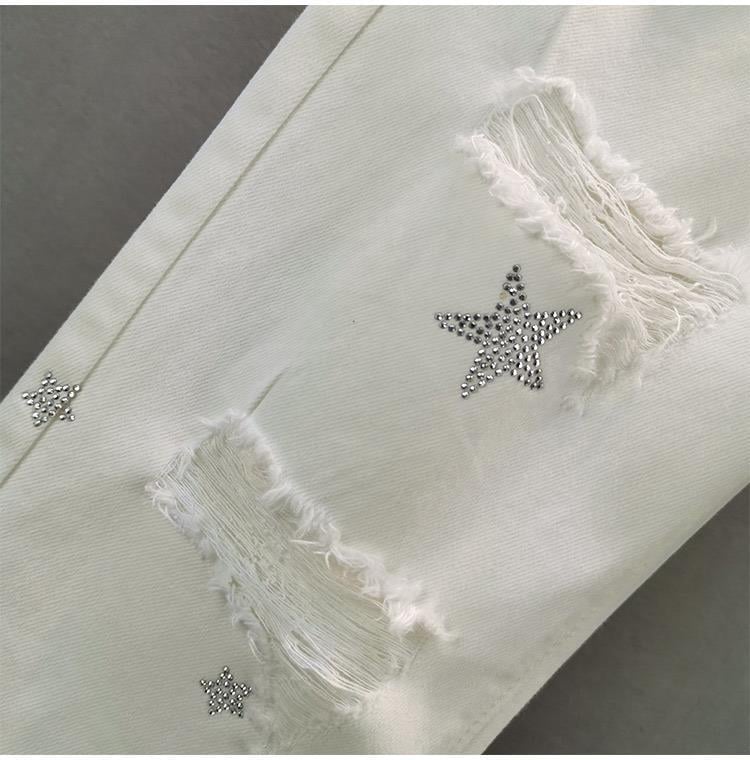 Pantalones de chimenea holgados y finos con agujeros y diseño de estrellas para hombre