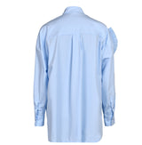 Camisa de cuello polo de manga larga holgada de primavera y verano para mujer con flores grandes plisadas