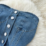 Pantalones de tubo de mezclilla de cintura alta para mujer