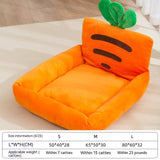 Cama para mascotas en forma de zanahoria