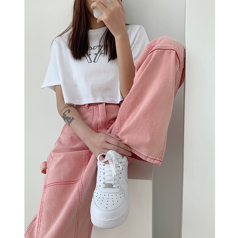 Vaqueros rectos y holgados de cintura alta para mujer