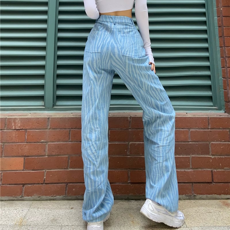 Vaqueros desgastados retro tie-dye azul oscuro de cintura alta ajustados y adelgazantes