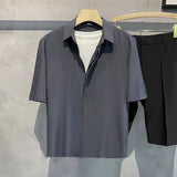 ZÉNIR: Camisa de Seda de Hielo Casual Estilo Hong Kongt
