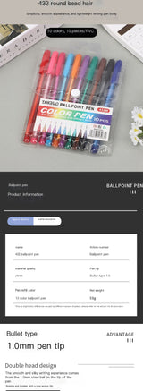 Pluma de bola transparente con tinta de colores