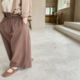 Pantalones anchos y holgados de estilo coreano con cintura elástica y lunares