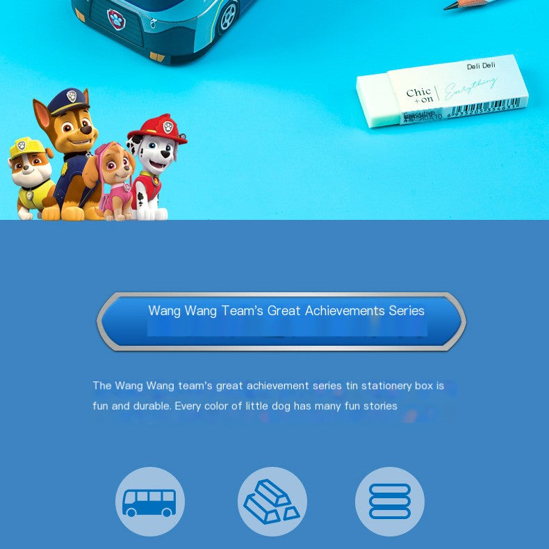 Estuche de lápices multicapa con dibujos de la Patrulla Canina