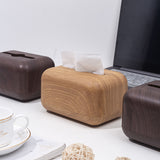 Caja para Pañuelos de Escritorio con Diseño de Grano de Madera de Nogal
