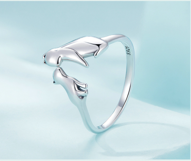 LYRAX: Anillo Gatos Plata 925