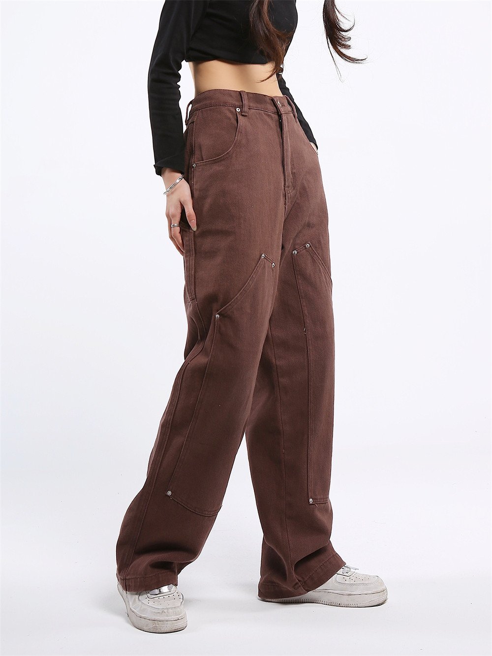 Jeans holgados rectos multibolsillos de color liso de Tooling Street