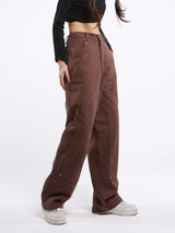 Jeans holgados rectos multibolsillos de color liso de Tooling Street
