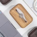 Caja para Pañuelos de Escritorio con Diseño de Grano de Madera de Nogal