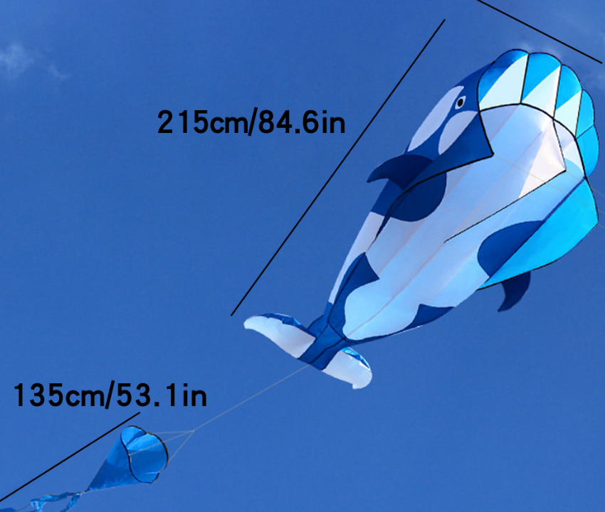 Cometa de paracaídas con forma de delfín sin marco: juguetes y juegos divertidos de verano al aire libre para niños