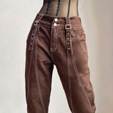Pantalones vaqueros rectos y ajustados de cintura alta para mujer