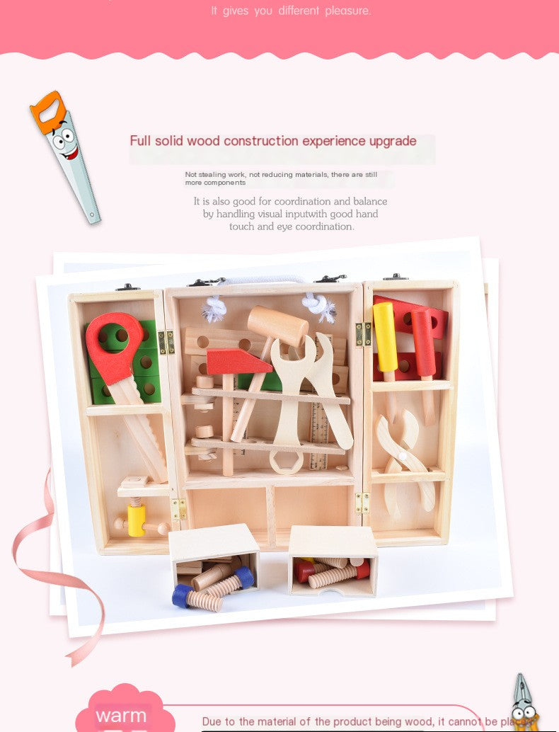 Kit de caja de herramientas de madera para niños