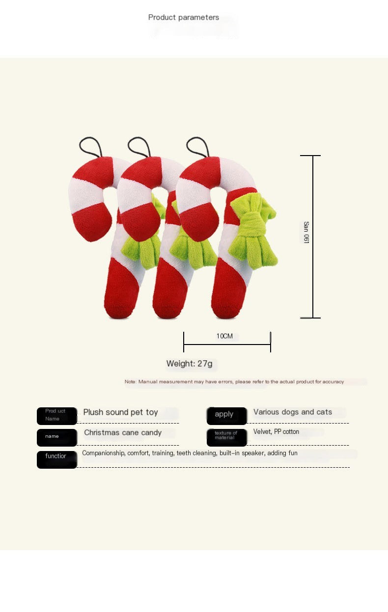 Juguete para la dentición de cachorros con forma de bastón navideño