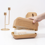 Caja para Pañuelos de Escritorio con Diseño de Grano de Madera de Nogal