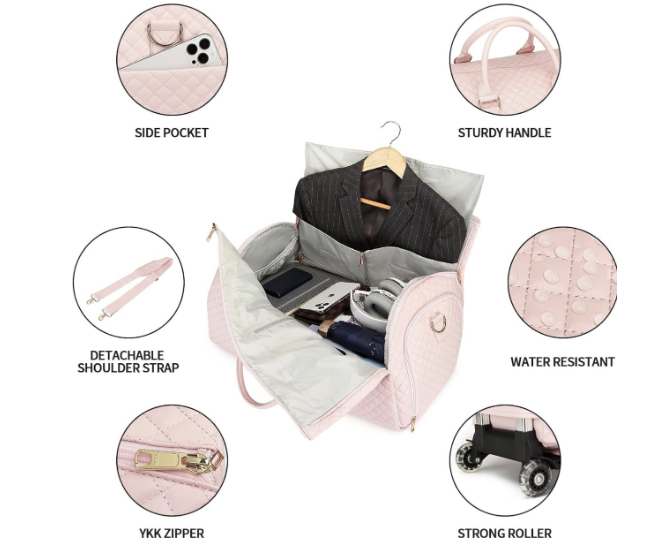 Bolsa de Viaje Duffel con Compartimento para Zapatos y Ruedas