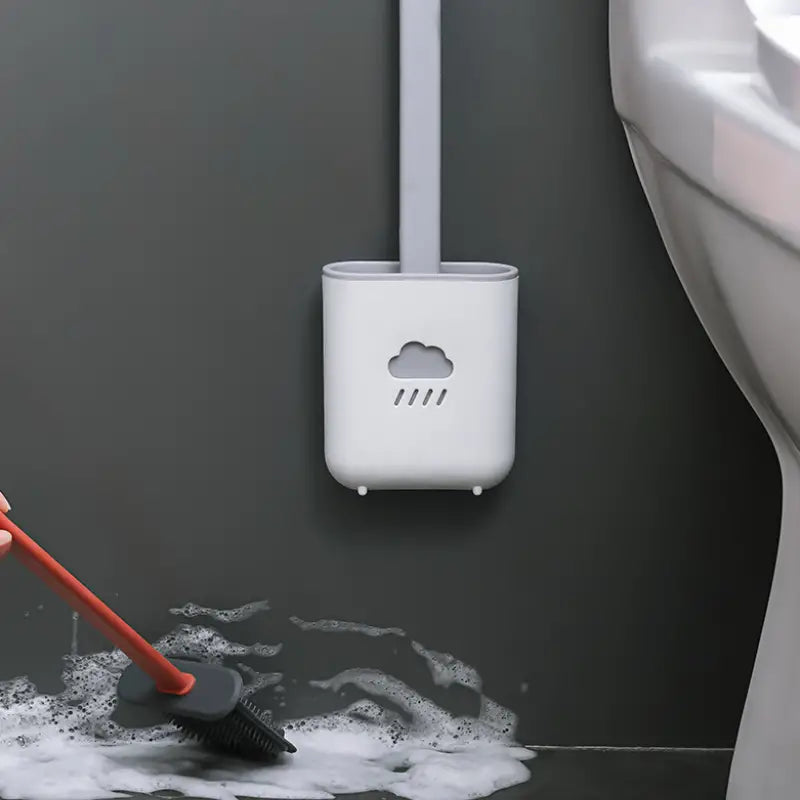 Escobilla para inodoro con soporte vertical ahorrador de espacio