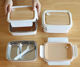 Lonchera térmica portátil estilo japonés de acero inoxidable