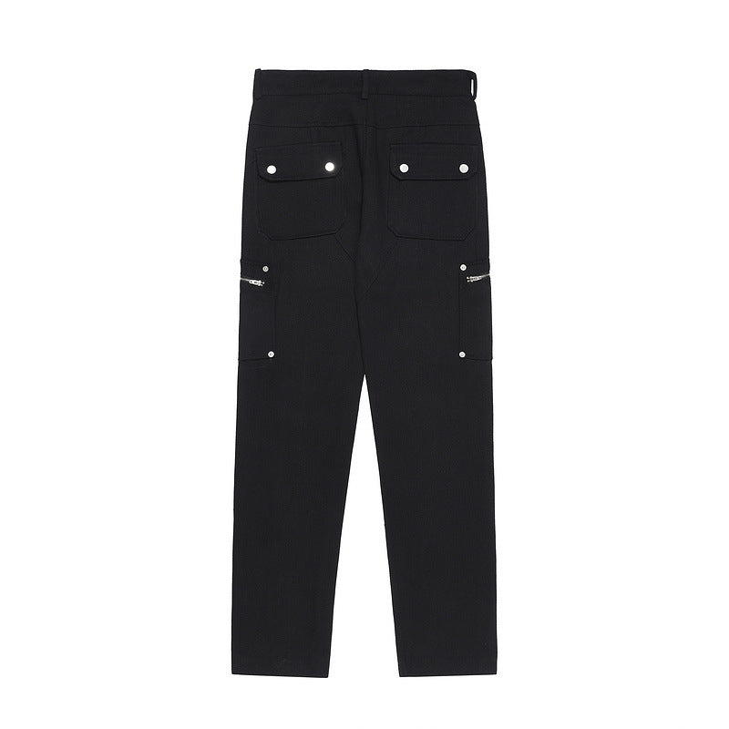 Vaqueros rectos retro con botones y cremallera para hombre