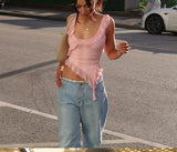 Chaleco informal irregular sin mangas que combina con todo