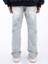 Pantalones rectos con diseño de segmentación de líneas retro