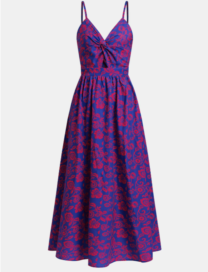 Malva: Vestido con falda larga informal de cintura alta con tirantes para mujer