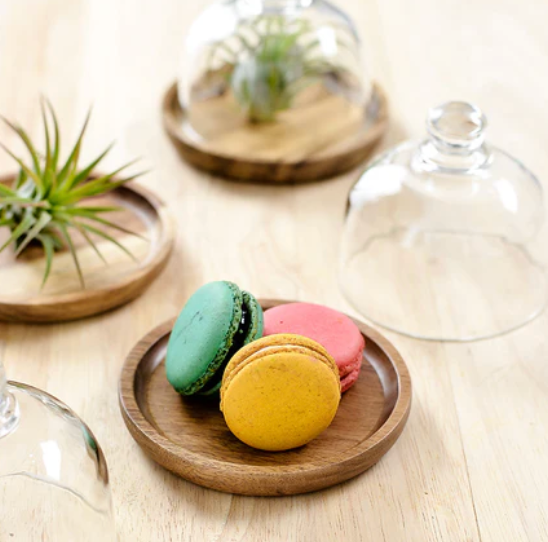 Bandeja para Exhibición de Postres Mini con Base de Vidrio y Madera