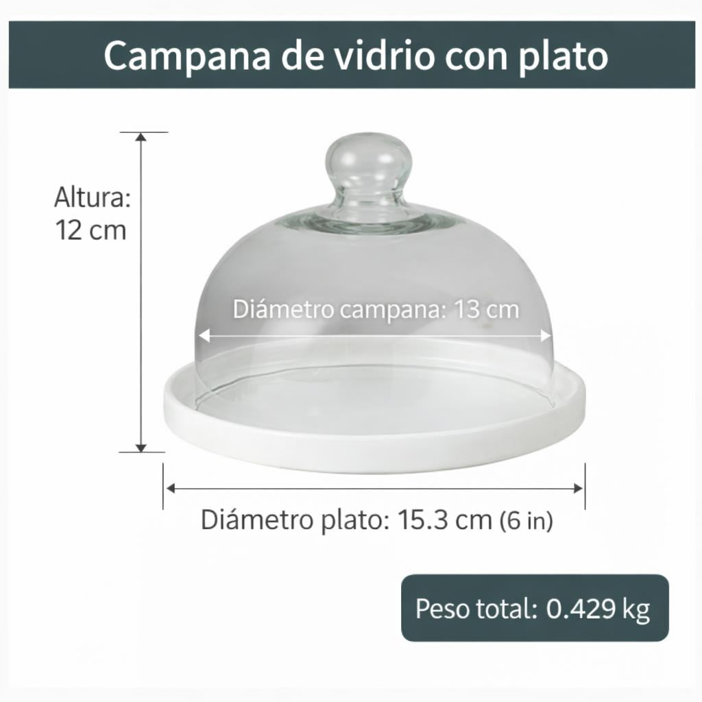 Bandeja para Pastel con Cúpula de Vidrio Estilo Europeo