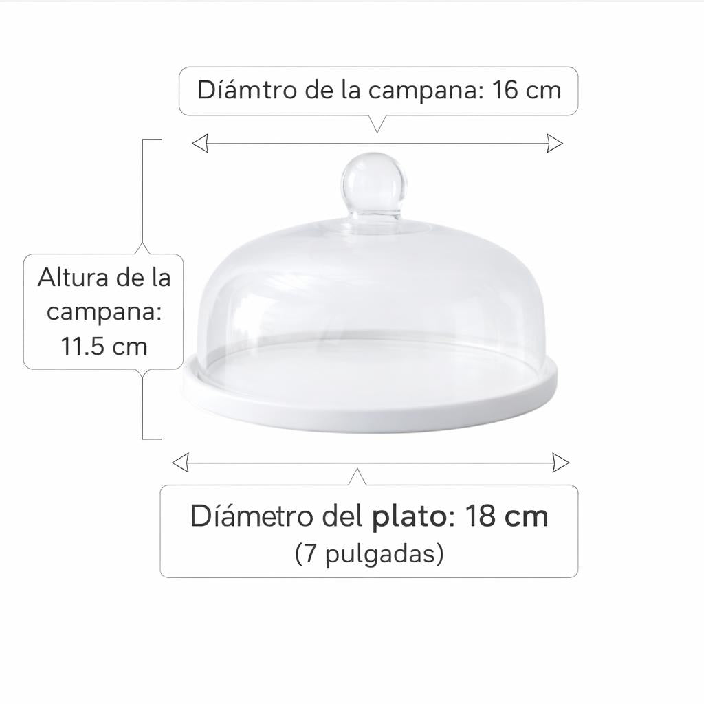 Bandeja para Pastel con Cúpula de Vidrio Estilo Europeo