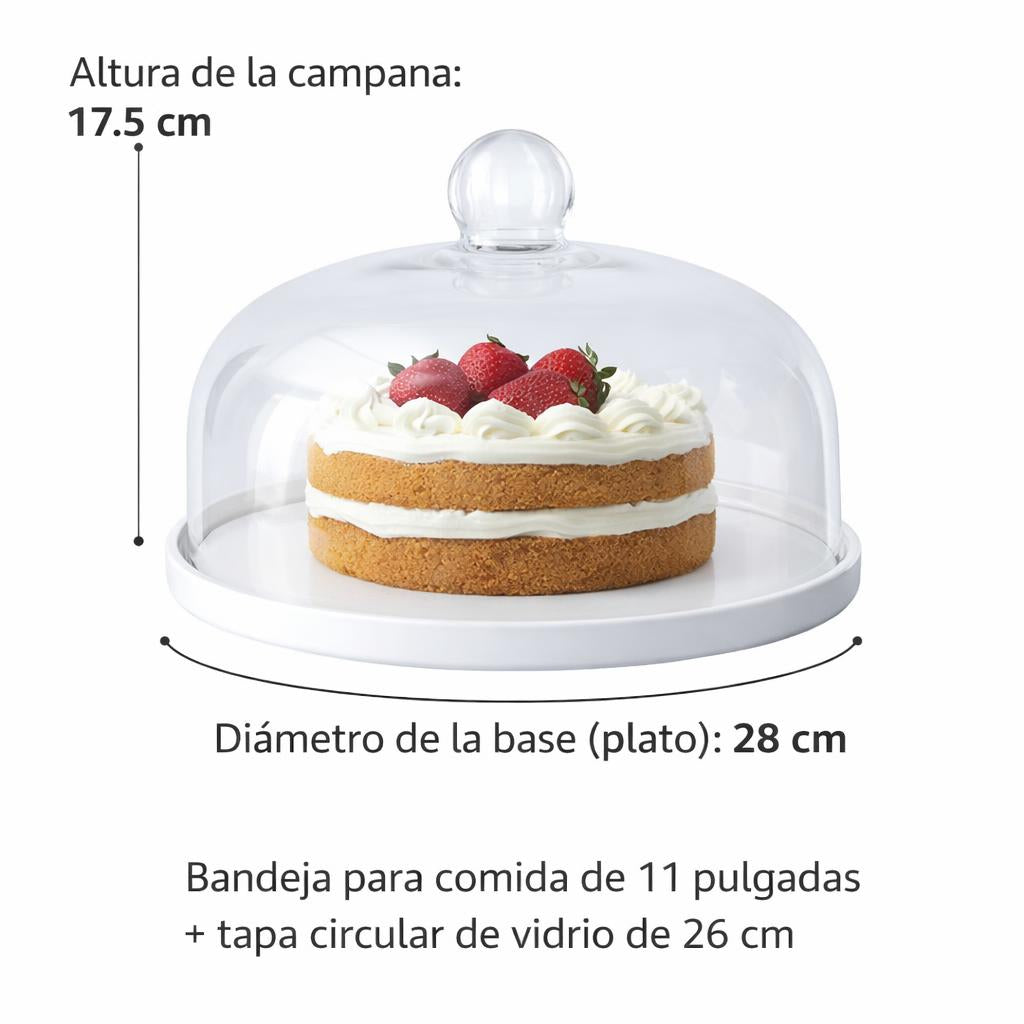 Bandeja para Pastel con Cúpula de Vidrio Estilo Europeo