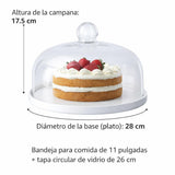 Bandeja para Pastel con Cúpula de Vidrio Estilo Europeo