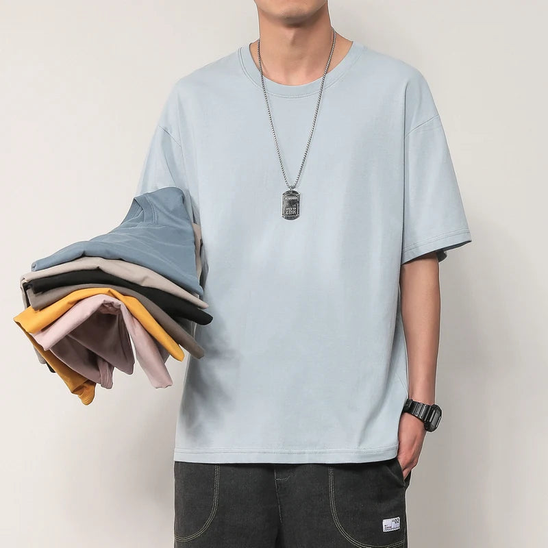https://ae01.alicdn.com/kf/S50af32a044f947aca873312f8b7aae62h/New-short-sleeve-t-shirt-men-s-summer-trend-couple-outfit-solid-color-base-solid-color.jpg