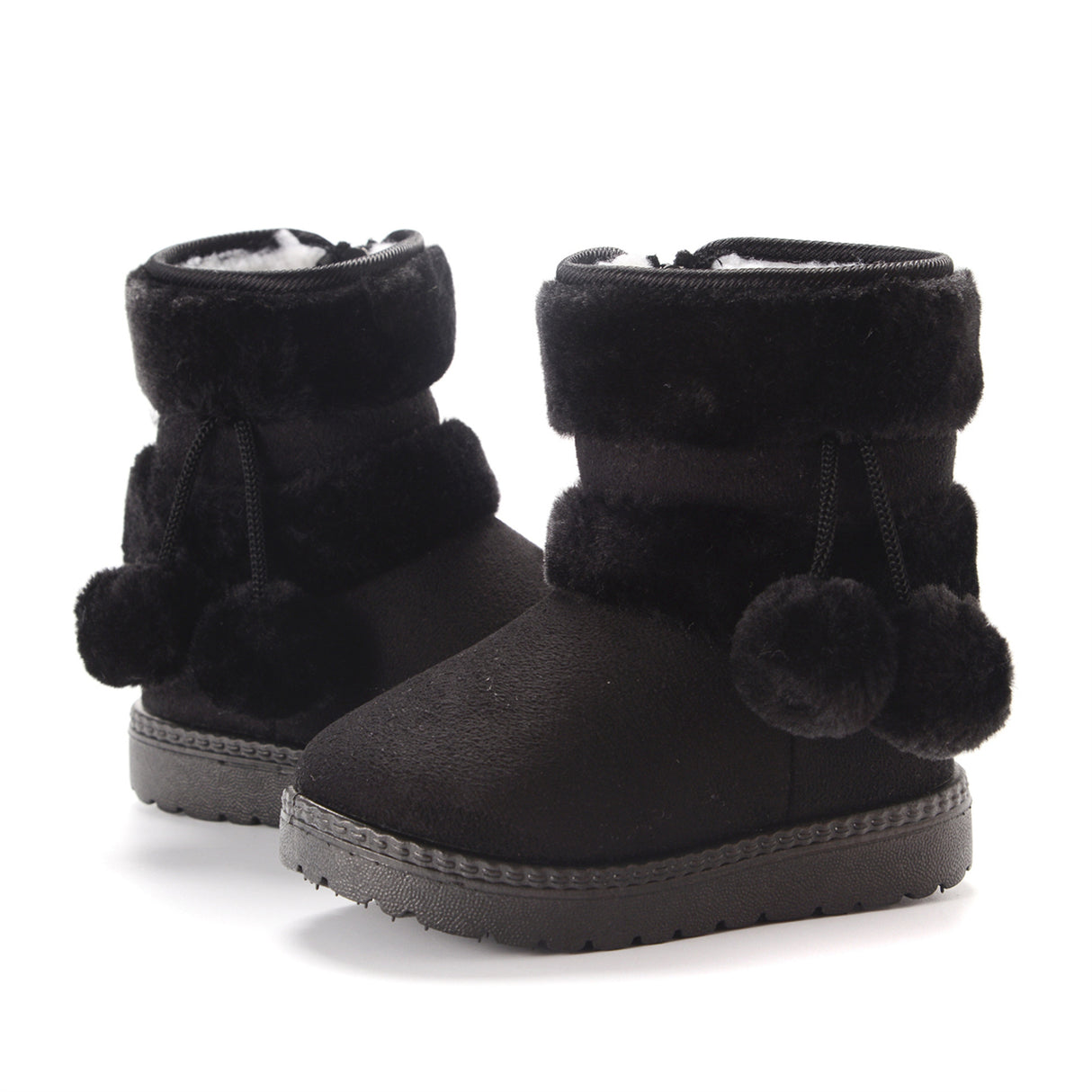Bota de pompón de invierno para niños - Pantuflas forradas de lana