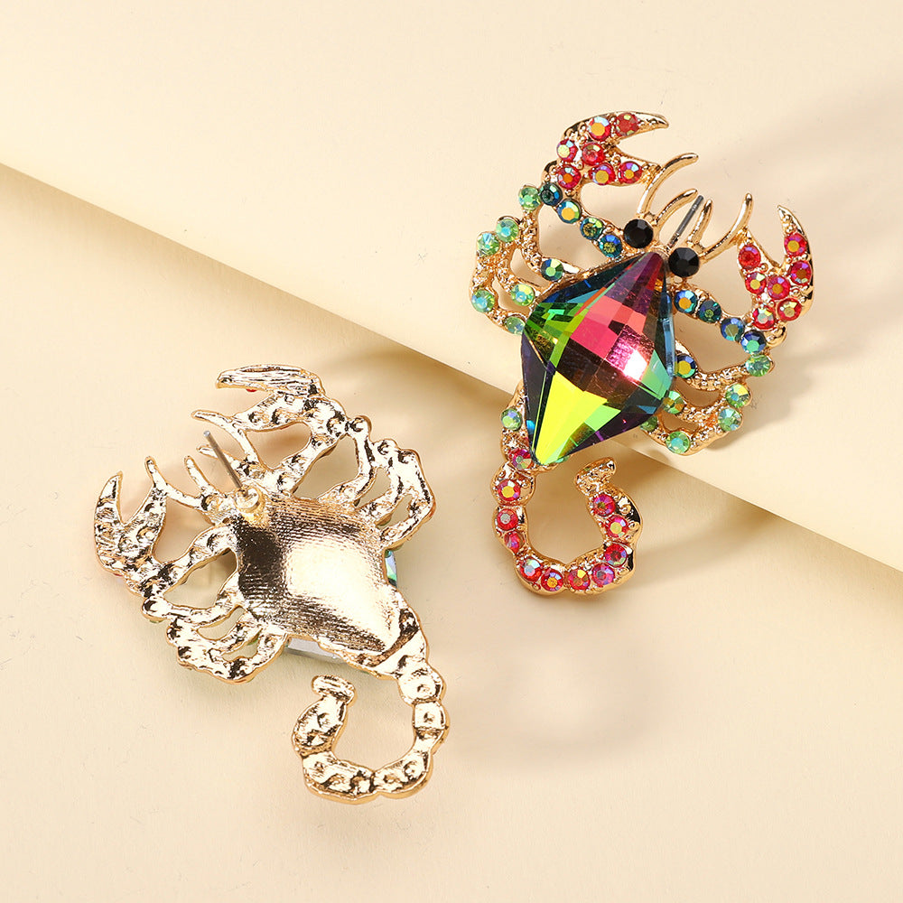 Aretes Escorpión de Cristal de Color (Diseño Alta Gama) con Piedras Semipreciosas