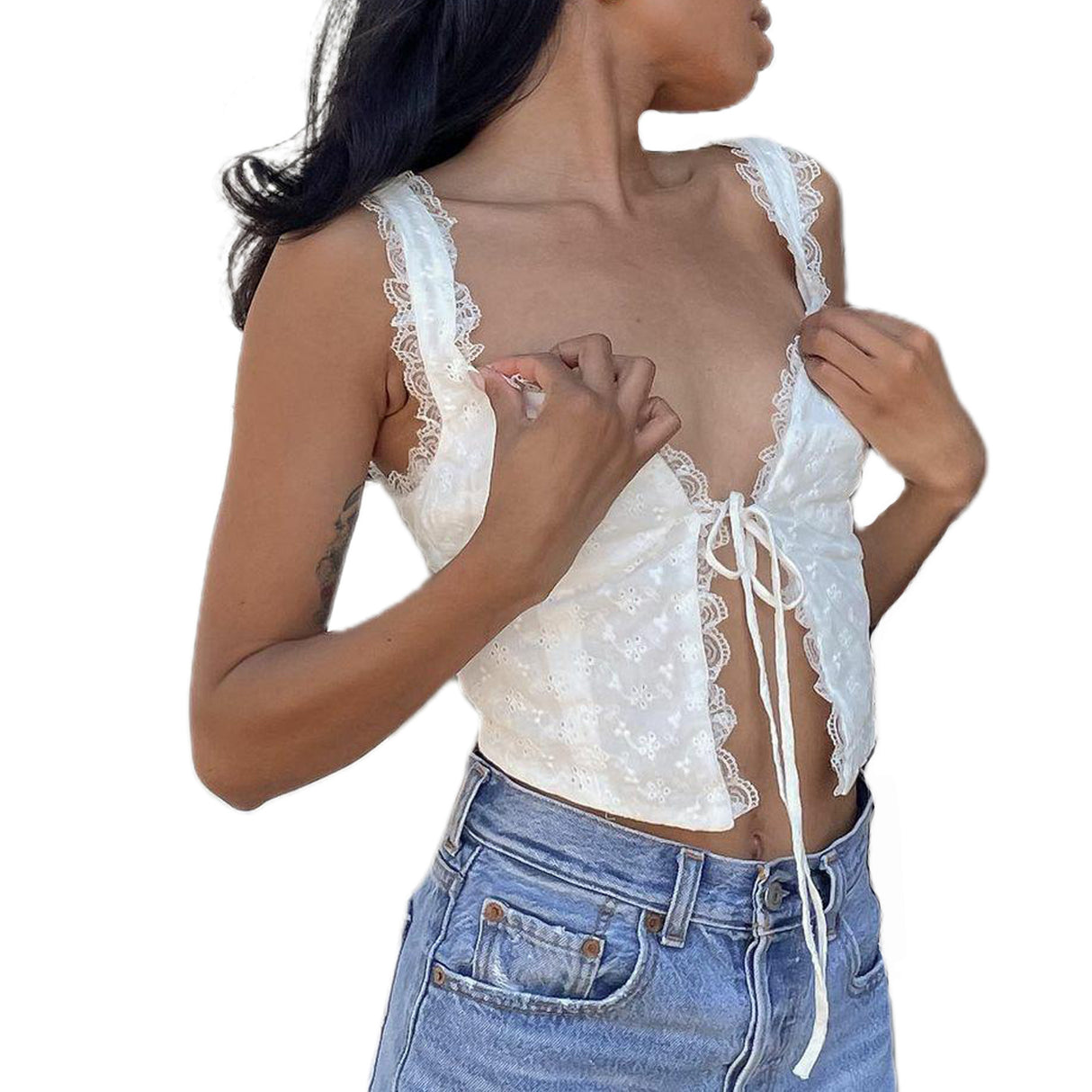 Top blanco con abertura Ivory Breeze