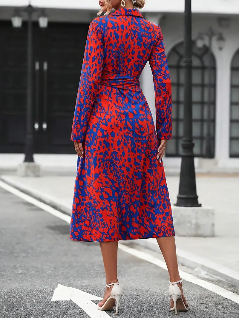 Aria: Vestido de cintura larga con botones estampados